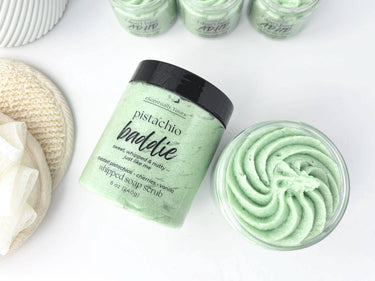 Baddie - Pistachio Crème Whipped Soap & Foaming Sugar Scrub - eScentually Yours
